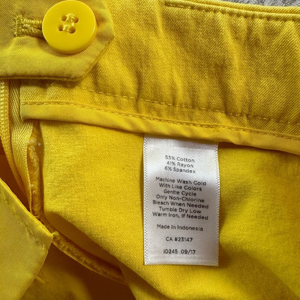 Talbots Chatham Ankle Pants Yellow Cropped 4P 4 Petite Daisy Flat Front - Picture 8 of 10